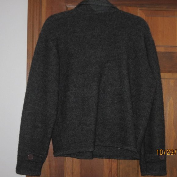 Knitting Needle-100% Grey Wool Sweater Jacket-S - Picture 2 of 4